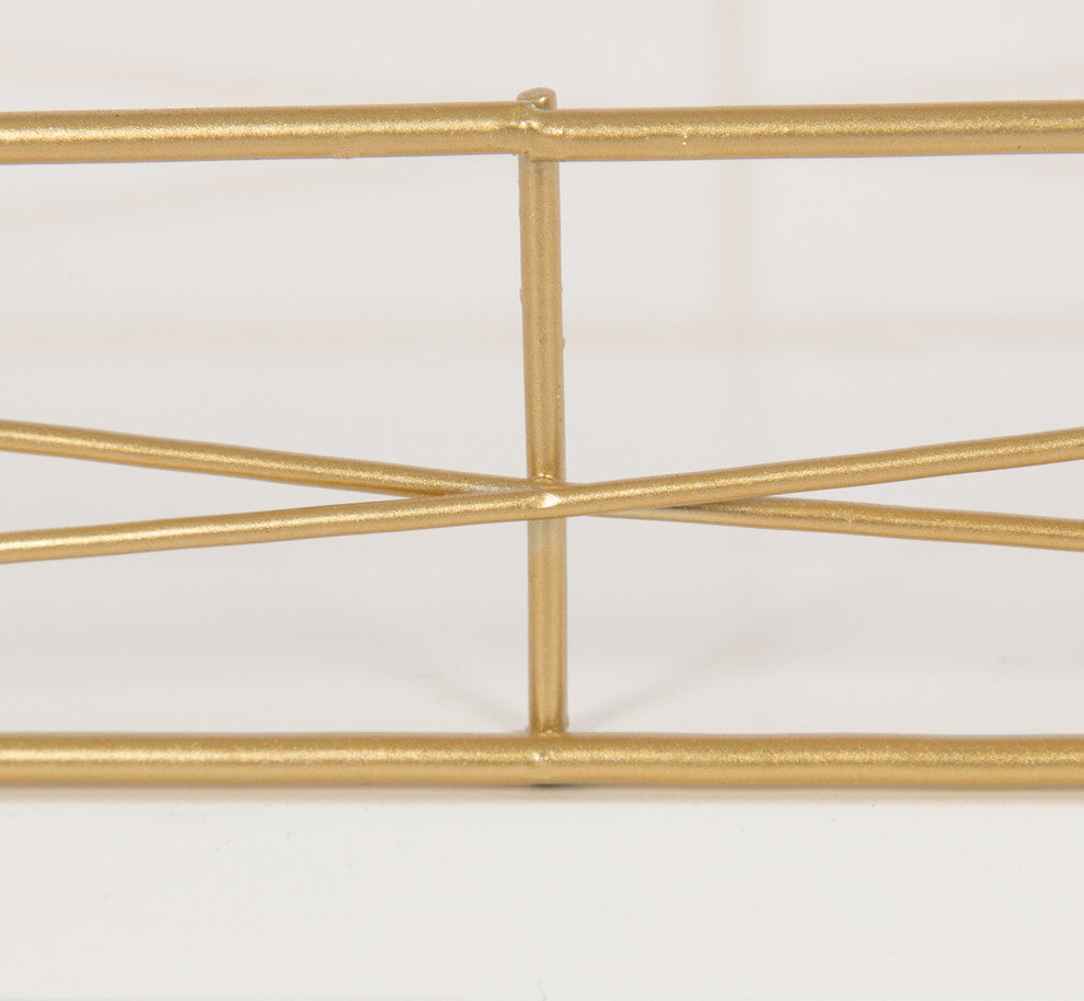 Mendel Rectangle Tray with Decorative Metal Rim, White 12x16.5