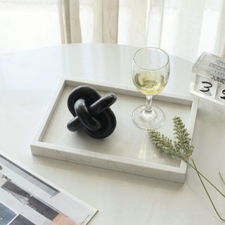 Sarrasseau White Natural Marble Tray With Raised Rim