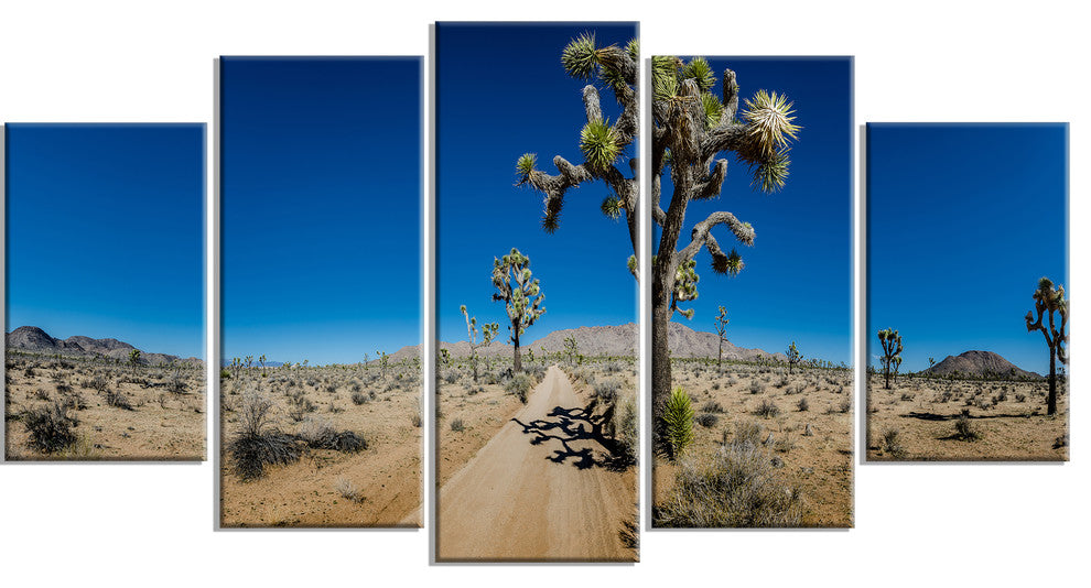 "Sandy Desert Road Panorama" Landscape Wall Art Print, 5 Panels, 60"x32"
