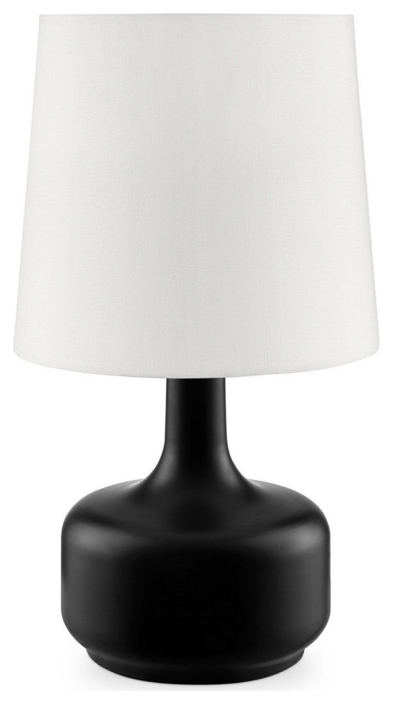 Benzara BM240453 Table Lamp With Teardrop Metal Base and Fabric Shade, Black