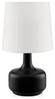 Benzara BM240453 Table Lamp With Teardrop Metal Base and Fabric Shade, Black