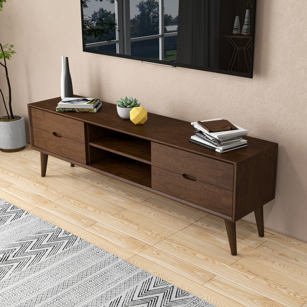 Benjamin Mid-Century Modern Solid Wood TV Stand With 6 storage cabinet