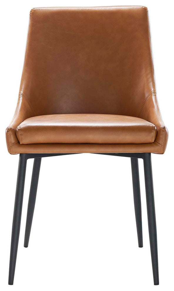 Viscount Vegan Leather Dining Chairs Set of 2 Black Tan