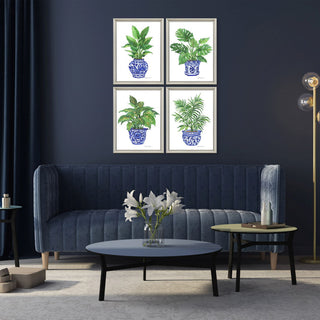 Botanical Blues Artwork, 4-Piece Set