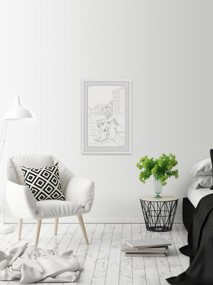 "Coffee Break" Framed Painting Print, 8"x12"