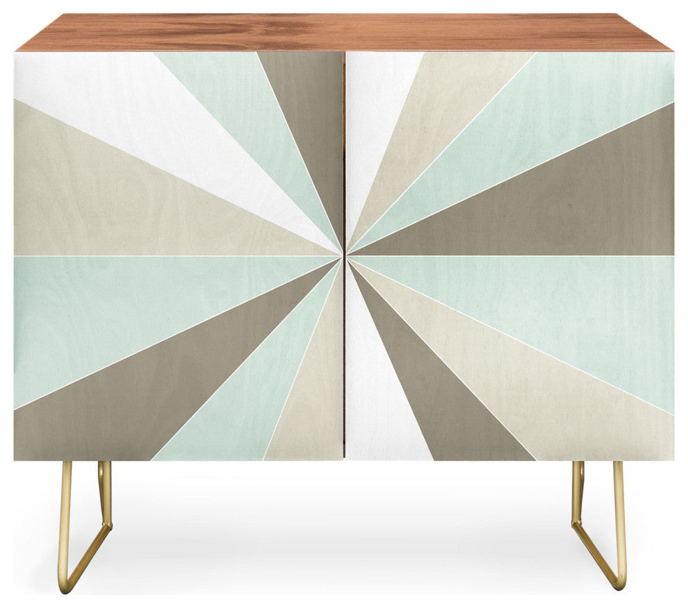 Deny Designs Champagne Credenza, Walnut, Gold Steel Legs