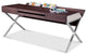 30" Brown Oak and Grey Veneer and Stainless Steel Office Desk