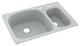 Swan 33x22x9 Solid Surface Kitchen Sink, 2-Hole, Tahiti Gray
