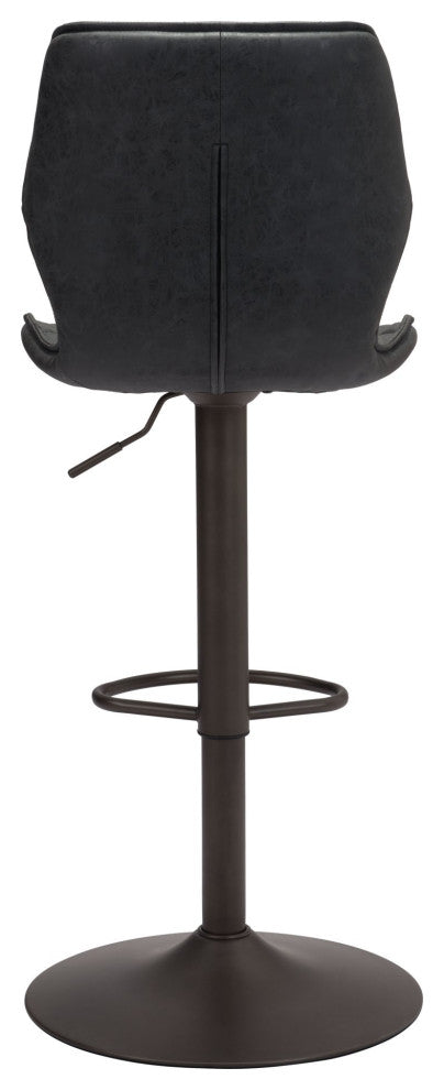 Bar Stool Chair Barstool, Faux Vinyl Leather, Steel, Vintage Black, Bronze