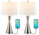 Colton 26" French Country Iron Table Lamp, USB Charging, Set of 2, Nickel