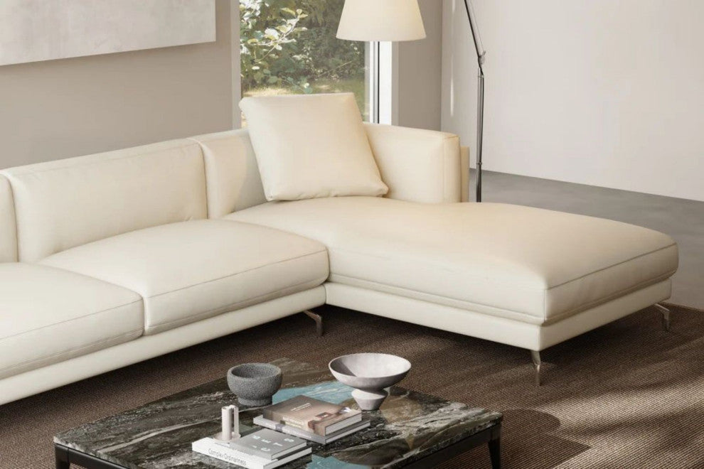 Valencia Zadar Leather 3 Seats & Left Chaise ,Beige
