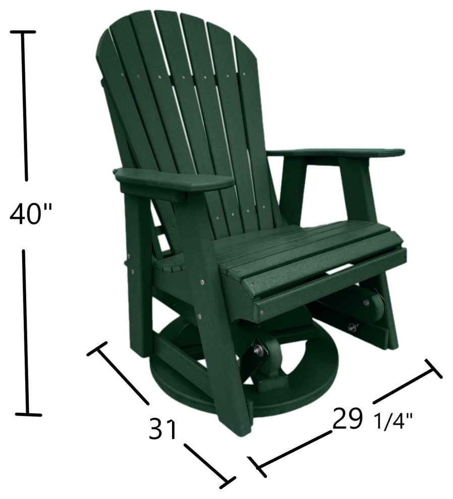 Phat Tommy Outdoor Swivel Glider Chair - Adirondack Glider Chair, Green