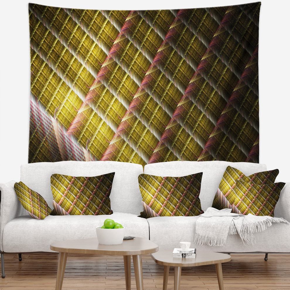 Brown Metal Protective Grids Abstract Wall Tapestry, 80"x68"