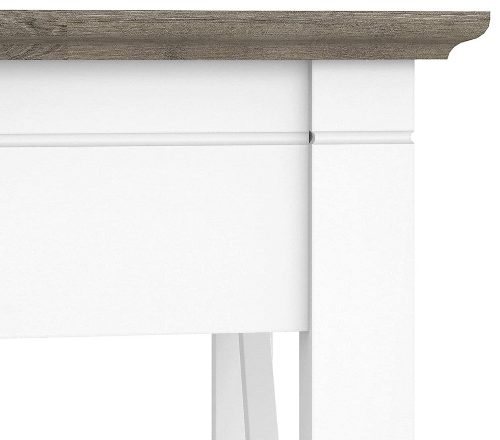 L Shaped Desk, Pure White Body With X-Shaped Side Accents and Shiplap Gray Top
