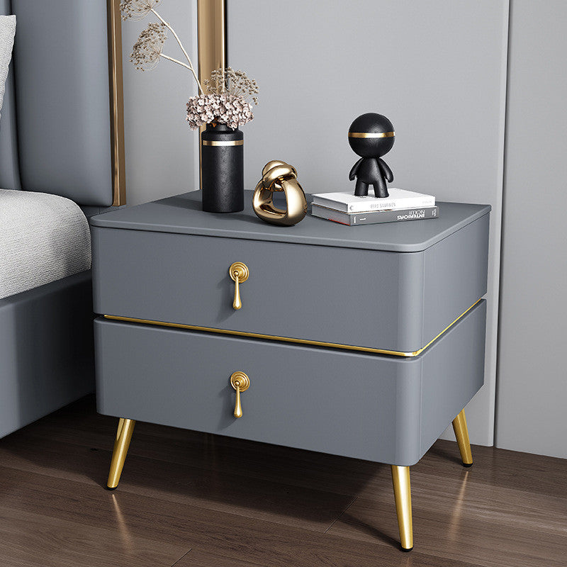 Modern Italian Bedside Table Made of Solid Wood, Gray Blue