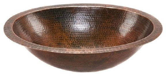 Oval Hammered Copper Bathroom Vessel Sink