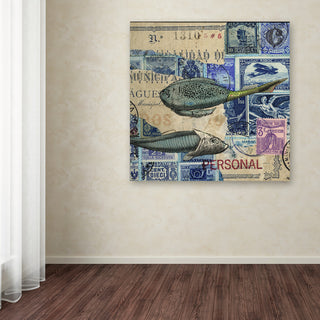 Nick Bantock 'Cap Cream Blue' Canvas Art, 14x14