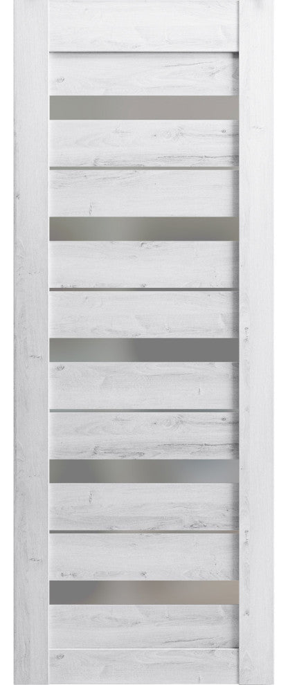 Slab Barn Door 32 x 84, Quadro 4445 Nordic White & Frosted Glass, Sliding