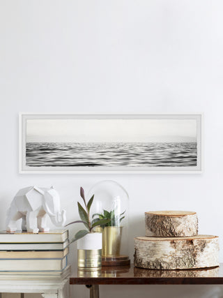 "B&W Sea" Framed Painting Print, 30x10