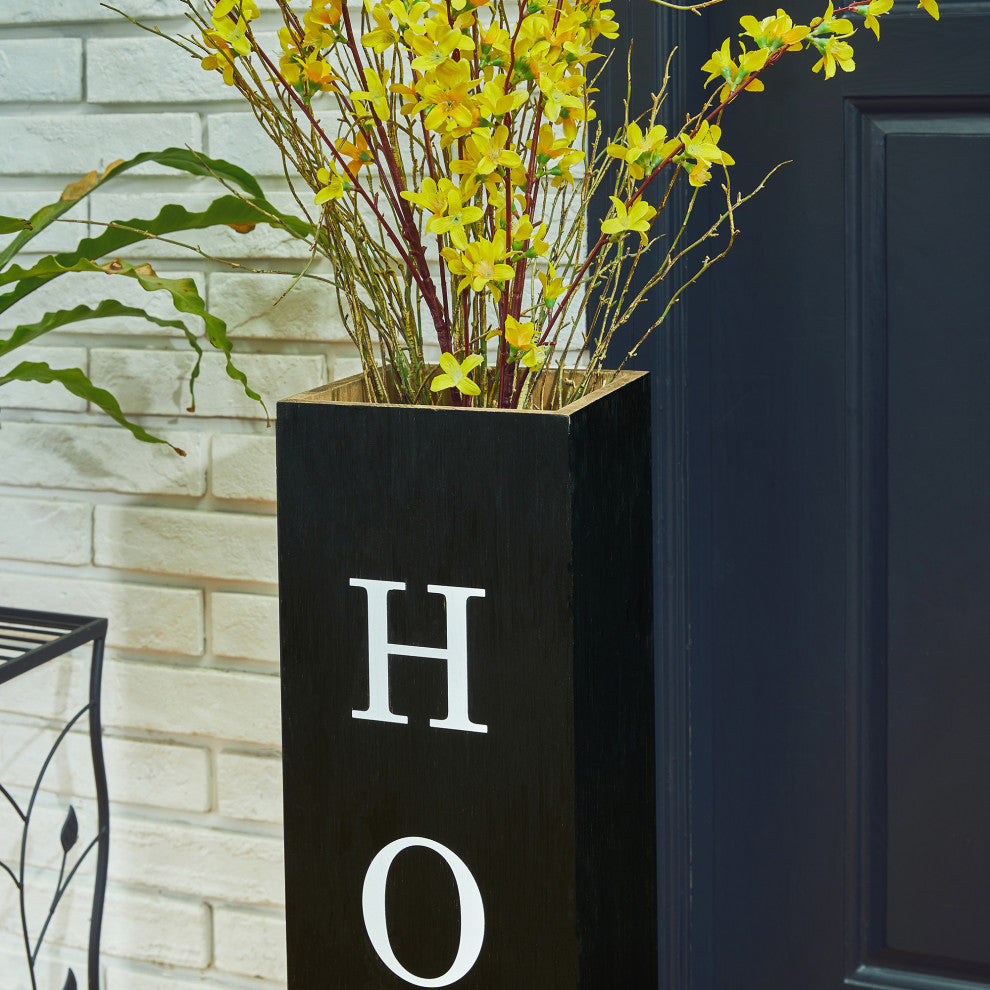 30"H Double Sided Solid Wood Black Boxed "Welcome Home" Porch Sign