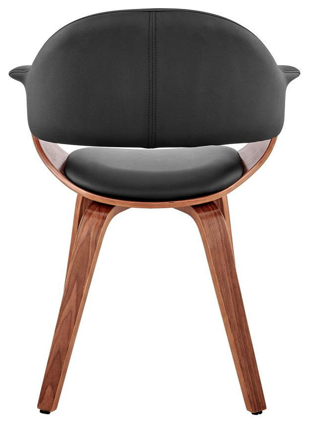 Adalyn Black Faux Leather and Walnut Wood Dining Room Accent Chair