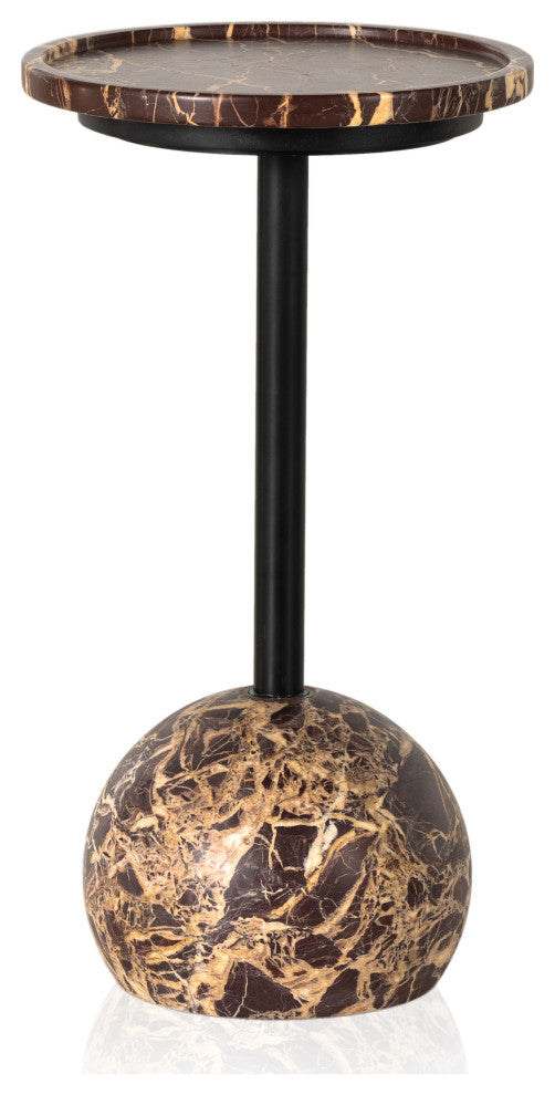 Viola Accent Table-Merlot Marble