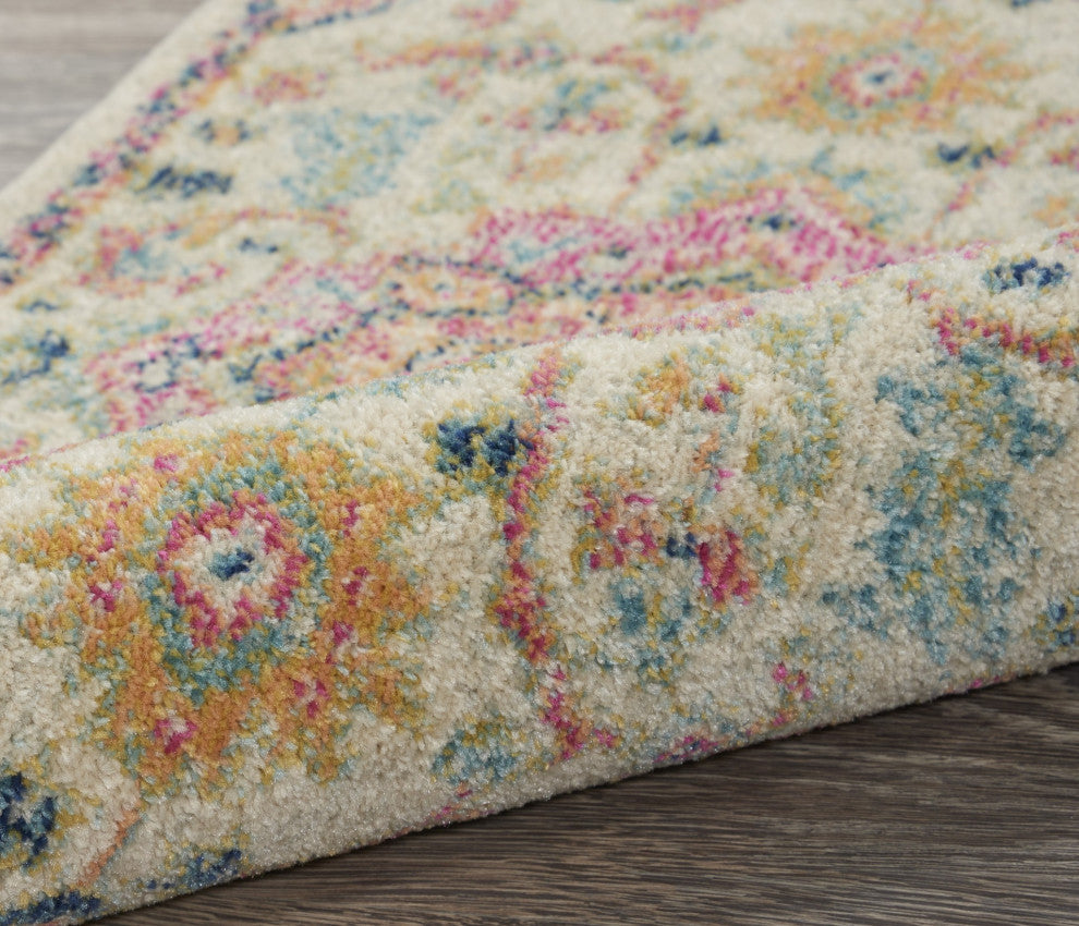 8" x 10" Ivory and Pink Medallion Area Rug