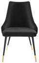 Tufted Side Dining Chair, Velvet, Black, Modern, Bistro Restaurant Hospitality