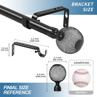 1" Columbia Adjustable Curtain Rod, Black, 84"-120"