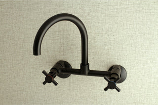 Kingston 8" Adjustable Center Wall Mount Kitchen Faucet, Matte Black