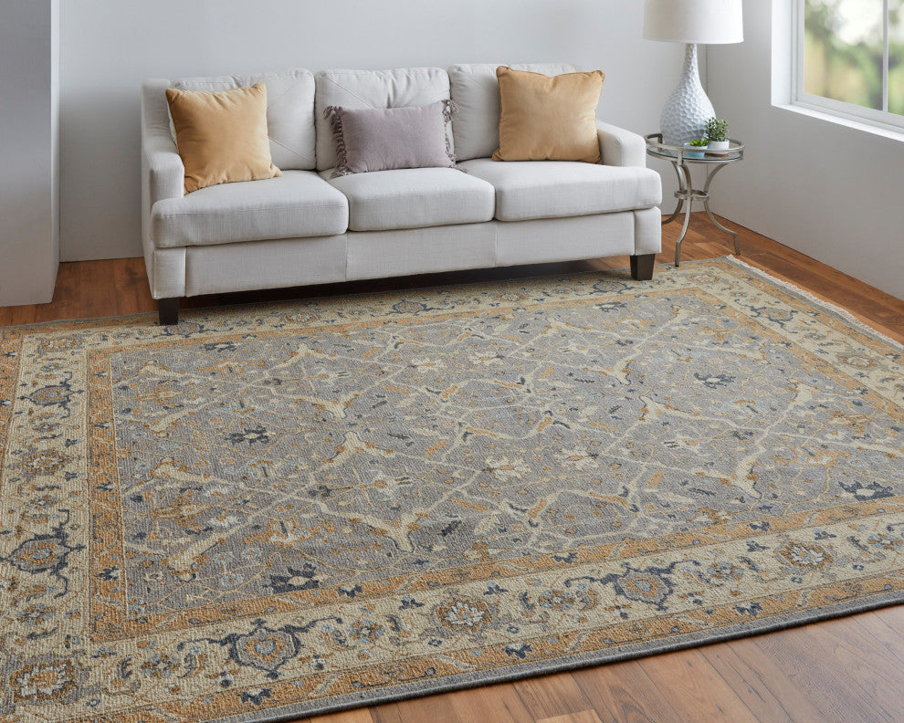 Aleska Traditional Oriental, Gray/Gold, 2'x3' Accent Rug