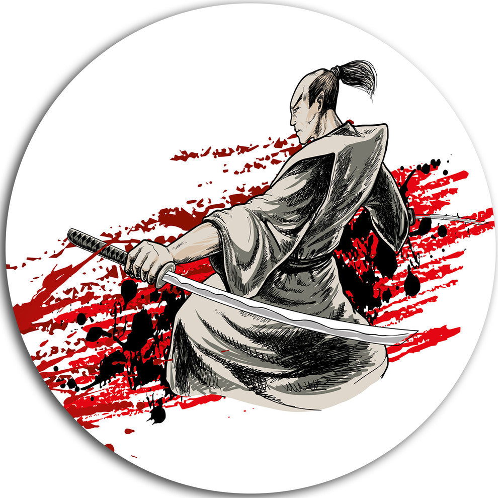 Japan Warrior, Japanese Round Wall Art, 11"