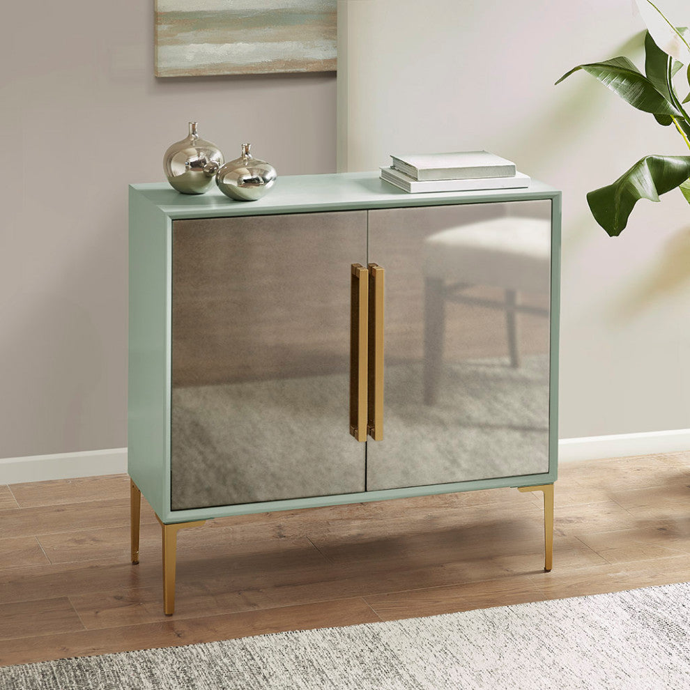 Madison Park Distressed Mirror Doors Accent Storage Cabinet