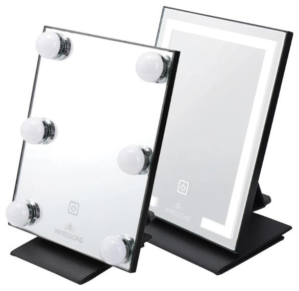 Lumiere Touch Pad Mini LED Makeup Mirror, Black, Led Strip Light