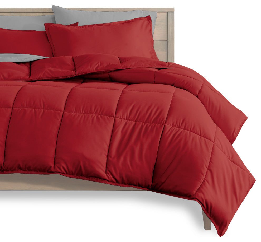 Bare Home 7-Piece Full & Full XL Bed-in-a-Bag, Red, Light Gray, Full Xl