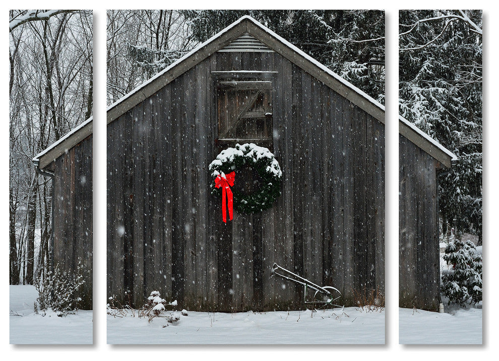 Kurt Shaffer 'Christmas Barn in the Snow' Multi Panel Art Set,, 32"x24"
