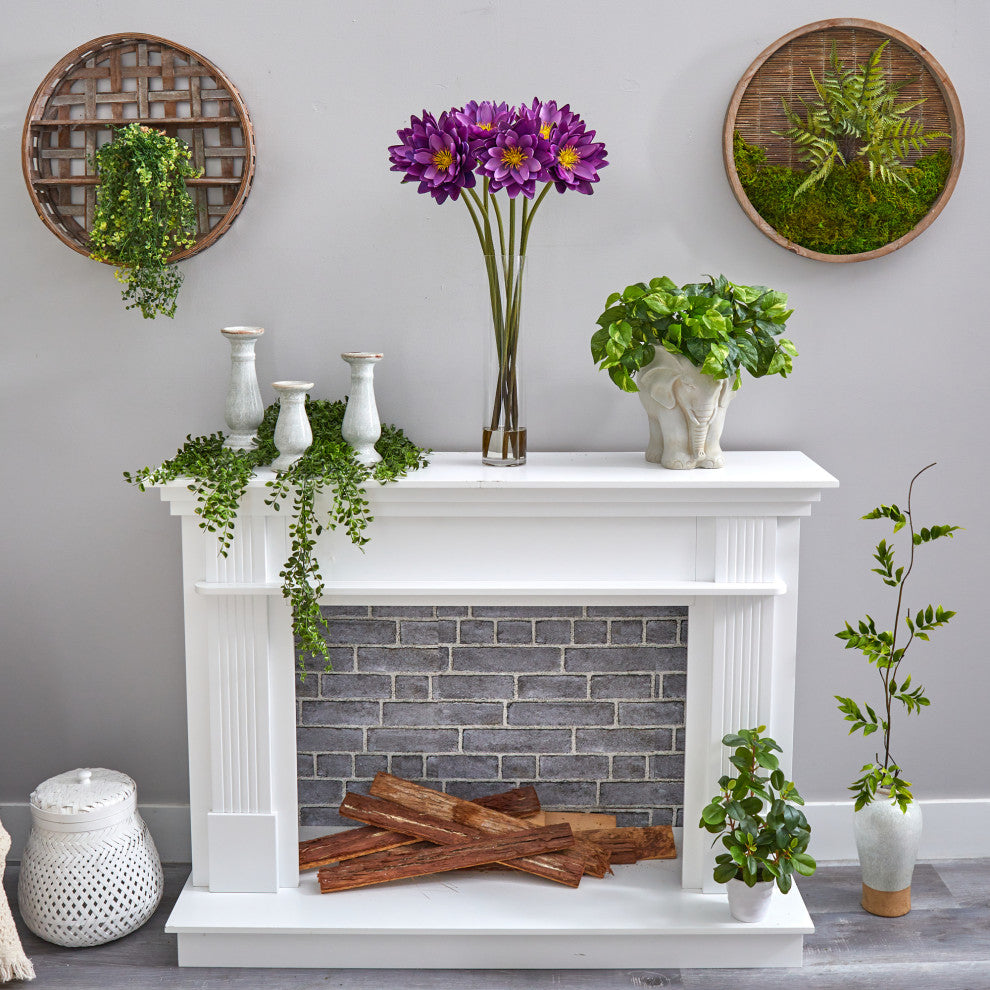 Nearly Natural 30" Lotus Artificial Arrangement, Cylinder Vase