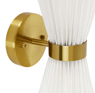 Beacon Lighting Amore Pleated Wall Bracket, Brass With White Linen Shade, 2 Light
