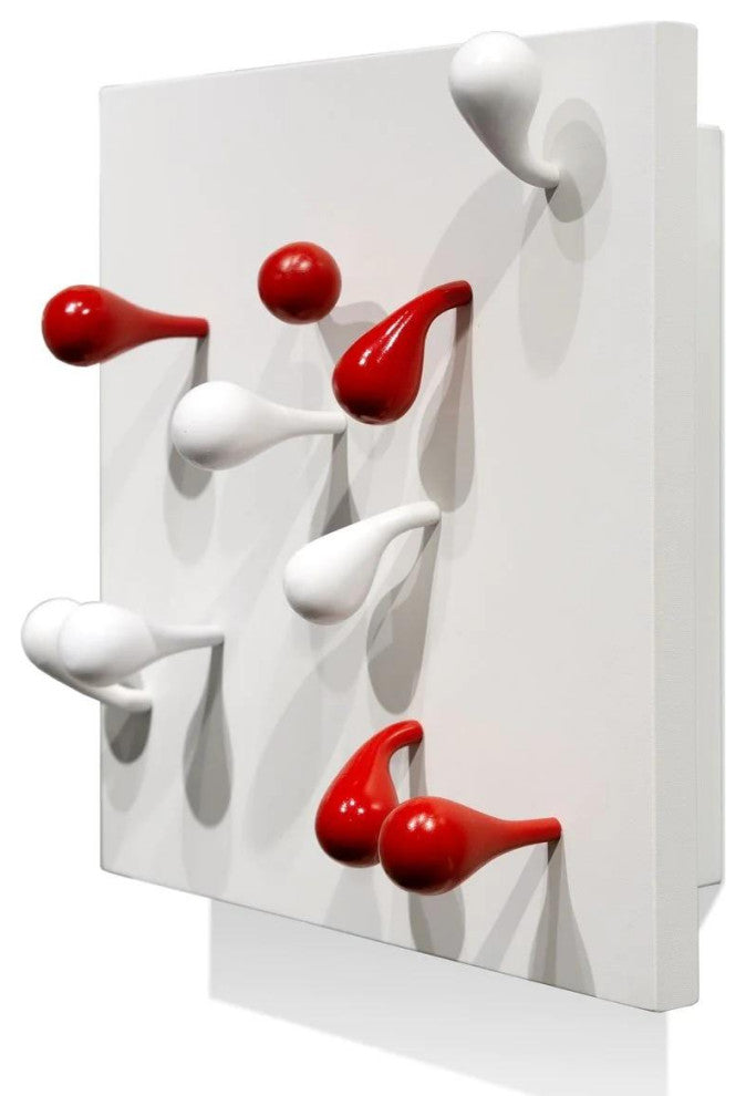 Gloss Bubble 2 in Round Wall Hook Floating Organic Shape Ball Modern, Red, Straight