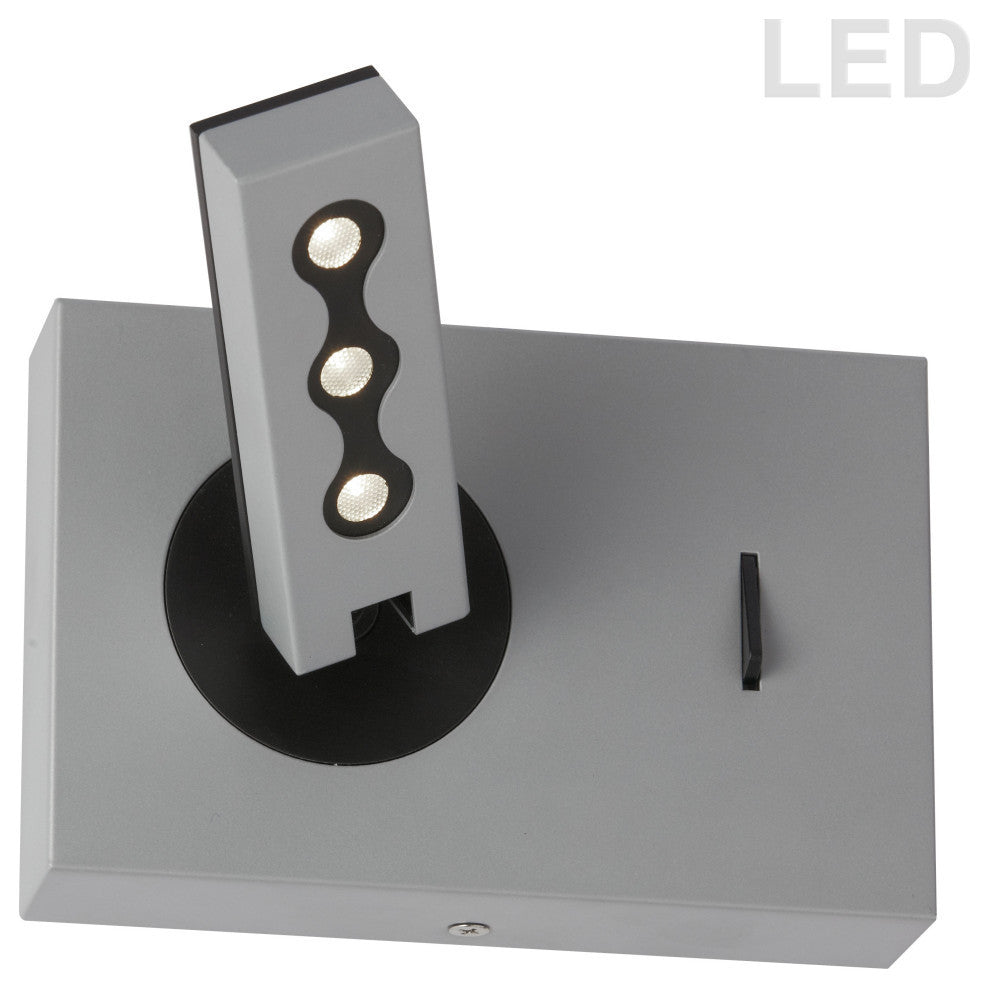 Wall Sconce With Reading Lamp, Silver Finish