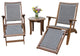 3-Piece Eucalyptus and Wicker Lounger Set With Ottoman and Round Accent Table