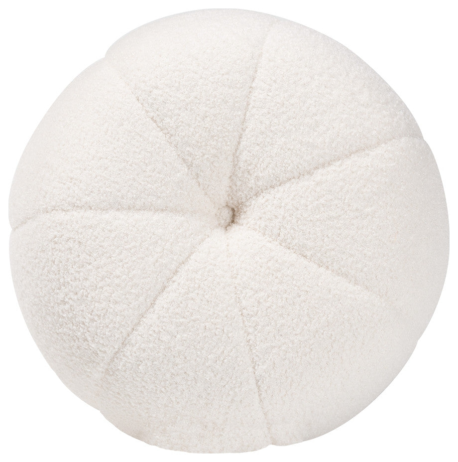 Modern and Contemporary Ivory Boucle Upholstered and Gold Metal Ottoman