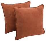 25" Double-Corded Solid Microsuede Square Floor Pillows, Set of 2, Spice