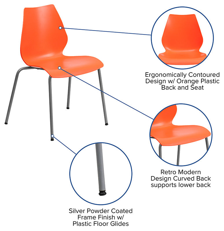 Orange Plastic Stack Chair RUT-288-ORANGE-GG