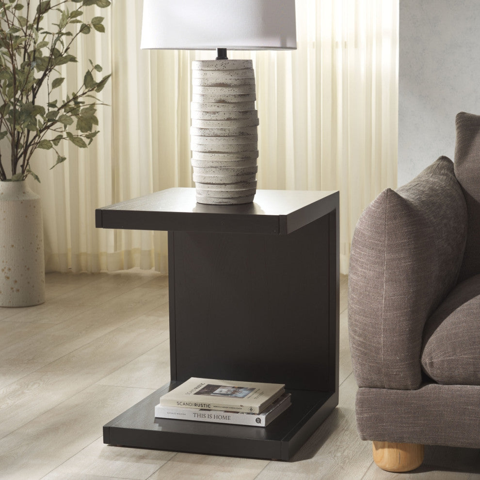 Safavieh Couture Tawney "C" Wood Accent Table, Black