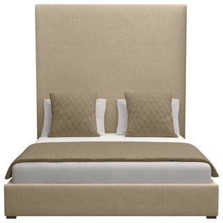 Nativa Interiors Moyra Plain Bed, Flax, Queen, Headboard: High