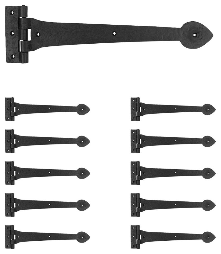 Door Strap Hinge Heart Tip Rough Forged Iron 15" Pack of 10 |