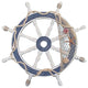 24" Distressed White and Blue Wood Ship Wheel