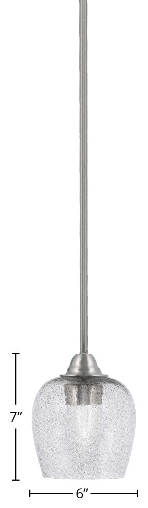 Paramount 1-Light Mini Pendant, Brushed Nickel, 6" Smoke Bubble Glass