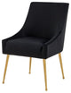 Set of Two Black Gold Velvet Dining Chairs